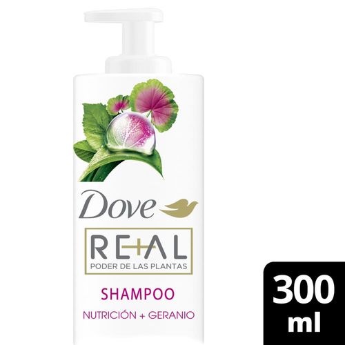 Shampoo DOVE REAL Poder de Las Plantas NUTRICIÓN + GERANIO 300 Ml.