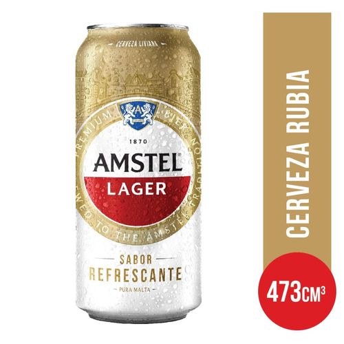 Cerveza Amstel Lager Suave lata 473 Ml.
