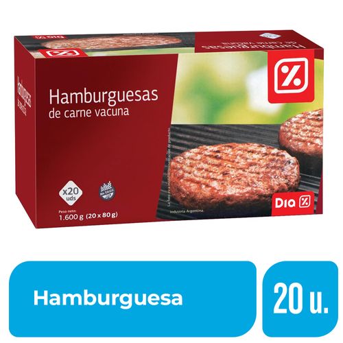 Hamburguesa de Carne DIA 20 Un. 1,16 Kg.