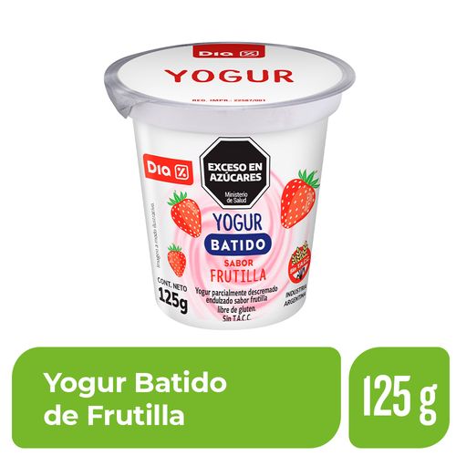 Yogur Entero Batido DIA Frutilla 125 Gr.