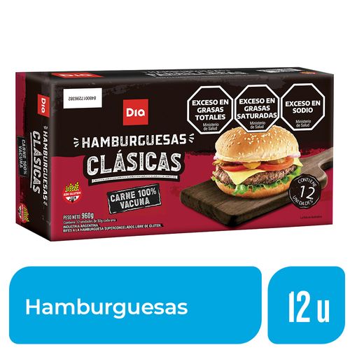 Hamburguesas de Carne Clásicas Dia x 12 Uds.