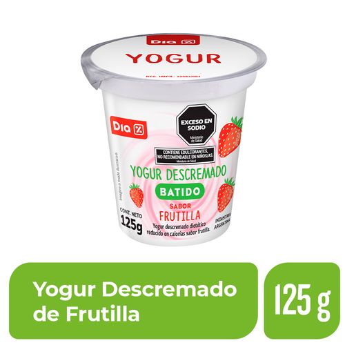 Yogur Descremado Batido DIA Frutilla 125 Gr.