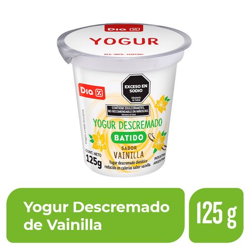 Yogur Descremado Batido DIA Vainilla 125 Gr.