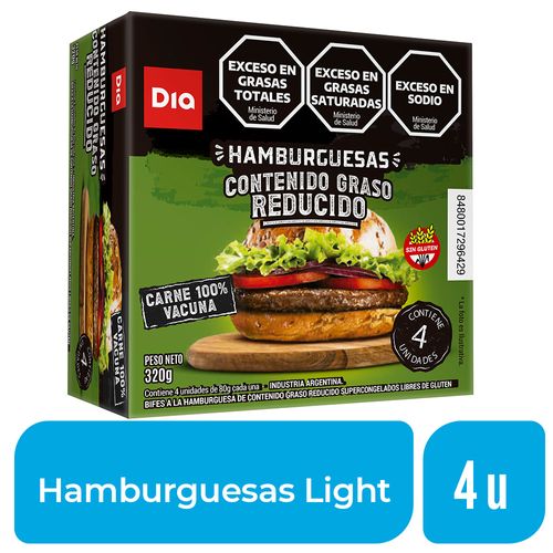 Hamburguesas de Carne Dia Reducidas en Grasa x 4 Uds.