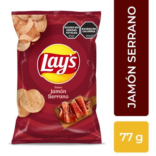 Papas Fritas Sabor A Jamón Serrano Lays X 77 Gr.