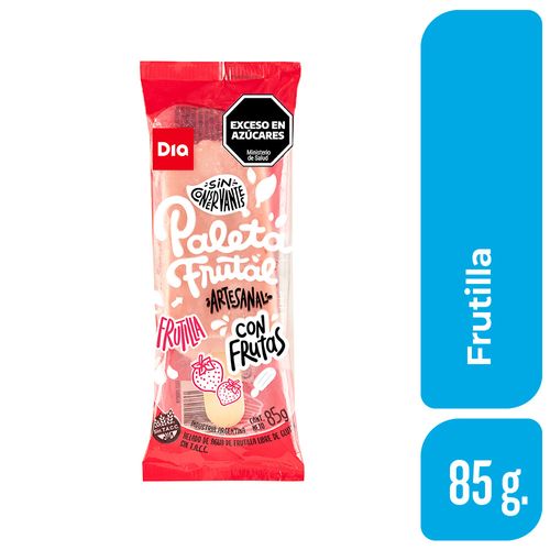 Paleta Frutal Artesanal Frutilla Dia 85 Gr.