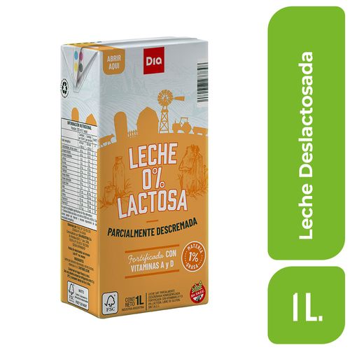 Leche 0% Lactosa Parcialmente Descremada Dia 1 Lt.