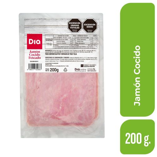 Jamón Cocido Fetas Finas Dia 200 Gr.