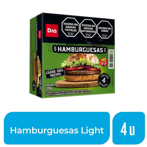 Hamburguesas de Carne Dia Reducidas en Grasa x 4 Ud.