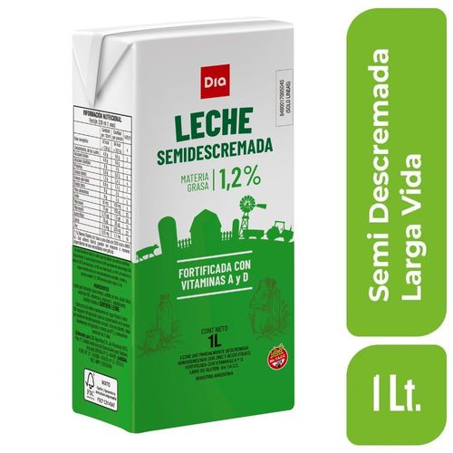 Leche Semi Descremada DIA Larga Vida 1 Lt.