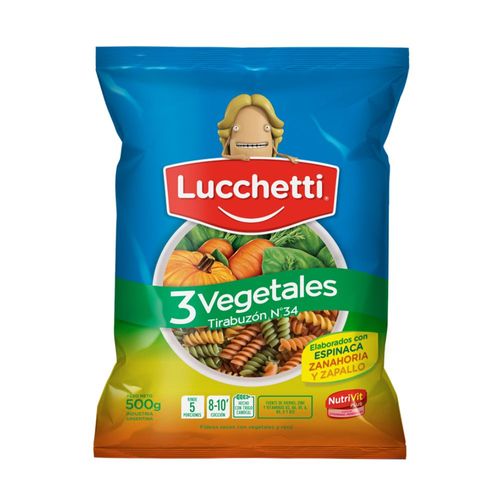 Fideos Tirabuzón 3 vegetales N34 Luchetti 500 Gr.