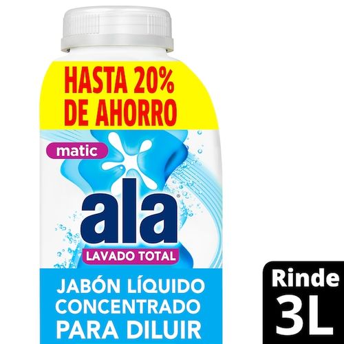 Jabón Li­quido Concentrado Para Diluir Ala Matic Maxima Blancura 500 Ml.