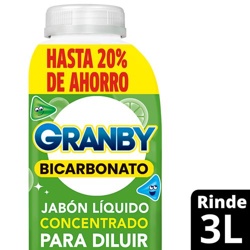 Jabon Liquido Concentrado Para Diluir Granby Baja Espuma Limon 500 Ml.