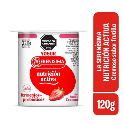 Yogur Cremoso FFS Entero Sabor Frutilla La Serenísima Nutrición Activa 120 Gr.
