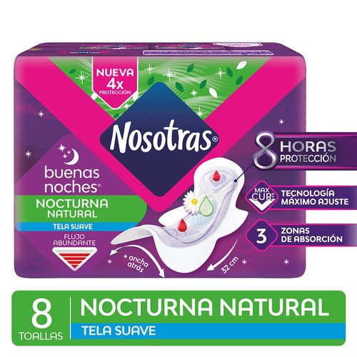 Toalla Nosotras Buenas Noches Suave Max Curv X Ud.