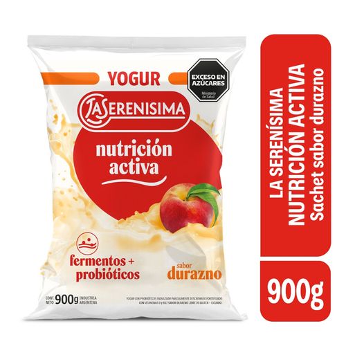 Sachet Yogur Entero Durazno La Serenísima Nutricion Activa 900 Gr.