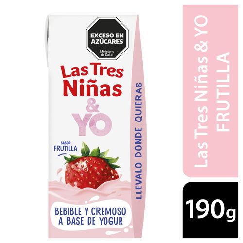 Producto a Base de Yogur Frutilla Larga Vida Las 3 Niñas 190 Gr.
