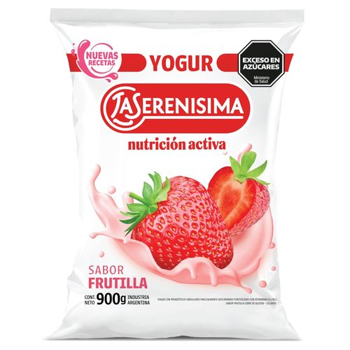 Sachet Yogur Entero Sabor Frutilla La Serenisima Nutricion Activa 900 Gr.