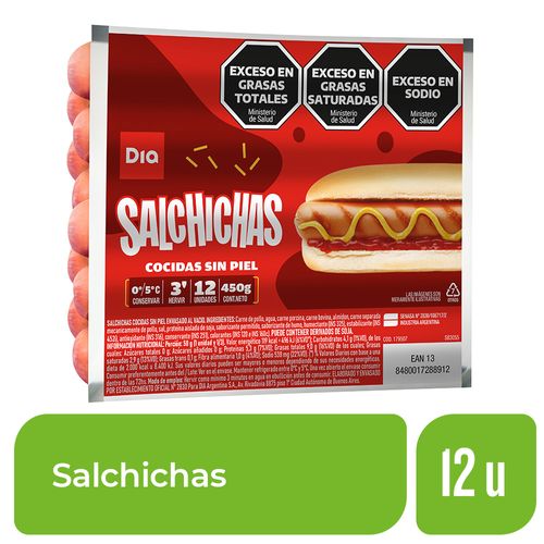 Salchichas Dia Cocidas sin Piel x 12 Ud.